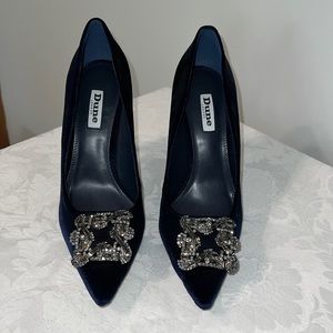 Dune London Blue Velvet High Heel Size 8